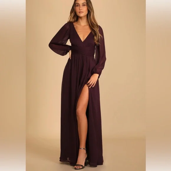 knee length dresses for ladies Women's Purple Carlo Maxi Dress Dark Mauve in Size XL by Outcast main image 1